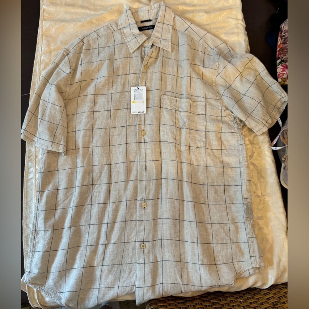 Nautica Linen short sleeve button down shirt - Picture 1 of 6